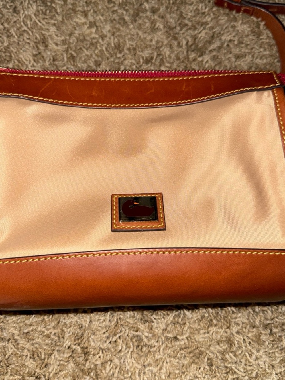 Dooney & Bourke Cream and Brown Nylon Crossbody Bag